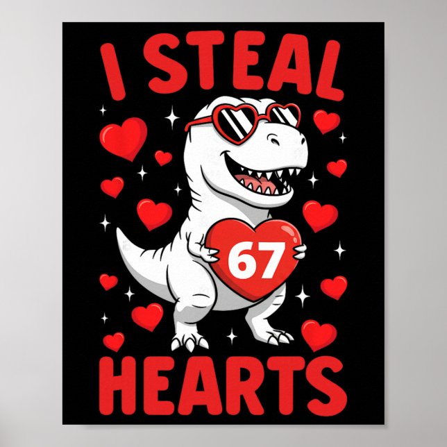 Póster Robo 67 Corazones T Rex Divertido San Valentín 67  (Frente)
