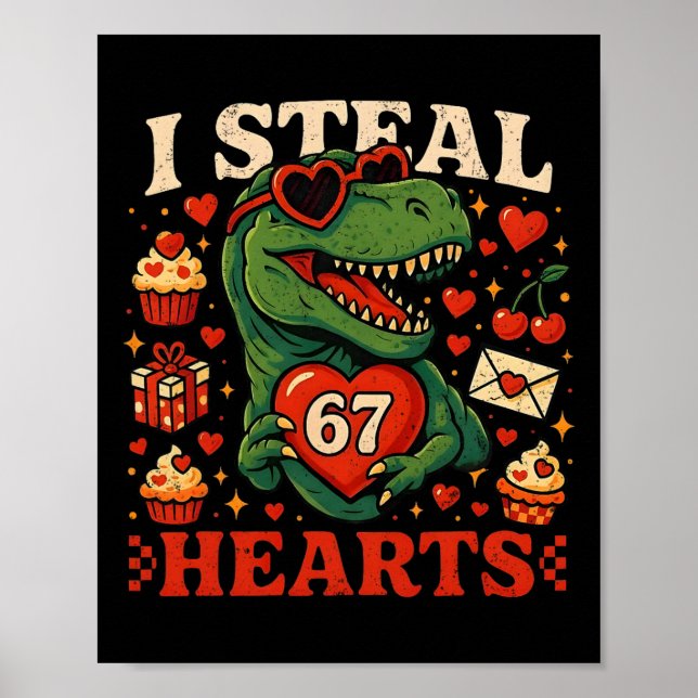 Póster Robo Corazones 67 Funny Valentine T-rex Dinosaur M (Frente)