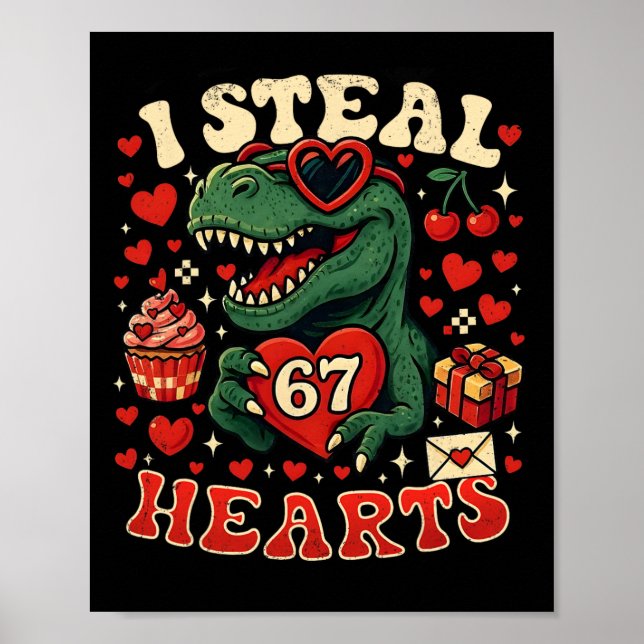 Póster Robo Corazones 67 Funny Valentine T-rex Dinosaur M (Frente)
