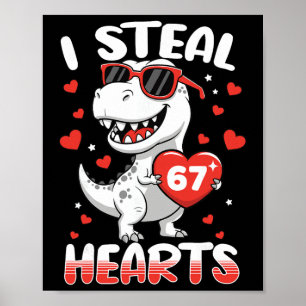Póster Robo Corazones 67 Meme Dinosaurio Divertido San Va