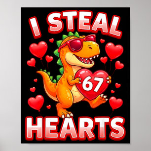 Póster Robo Corazones 67 Trex Niños San Valentín Meme Sei