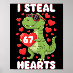 Póster Robo Corazones 67 Trex Niños San Valentín Meme Sei
