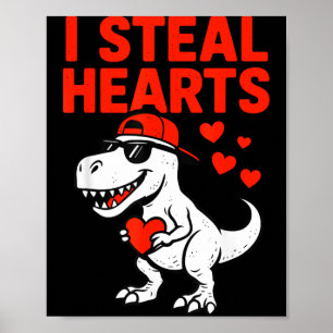 Póster Robo Corazones Trex Dino Bebe Niño Valentines Todd