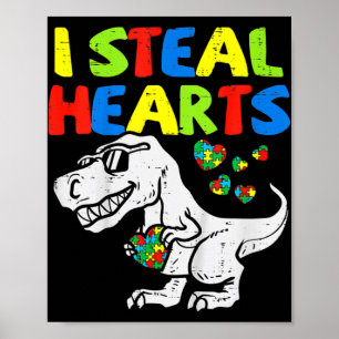 Póster Robo corazones y traigo a los niños de dinosaurios
