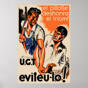 Póster Robo de cartel de propaganda de la Guerra Civil Es
