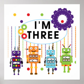 Póster Robot 3er cumpleaños camisetas y regalos de T