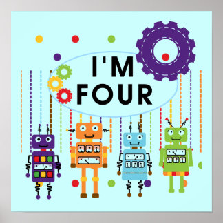 Póster Robot 4ª camisetas de cumpleaños y regalos