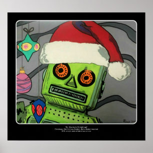 Póster Robot abstracto moderno del navidad de los