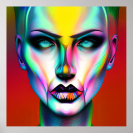 Póster Robot Andrógino Colorido Genial y Espeluznante