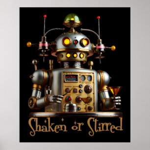 Póster Robot Barman Futurista "Agitado o Revuelto"