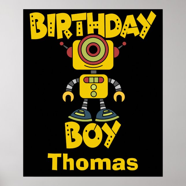 Póster Robot Birthday Personalizado (Frente)