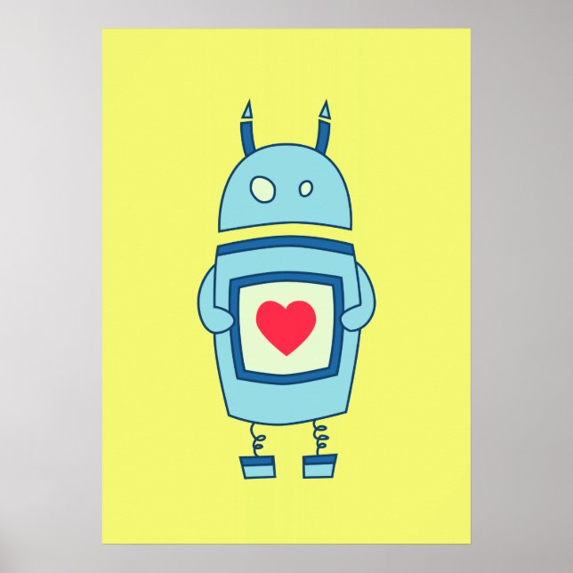 Póster Robot Brillante Y Aburrido Con Corazón (Frente)
