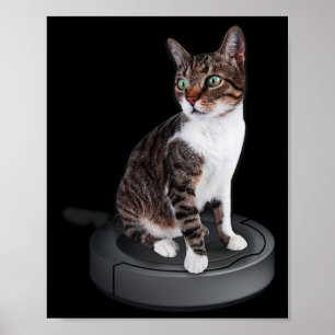 Póster Robot Cat Vacuum Cleaner Feline Animal Cute Cat
