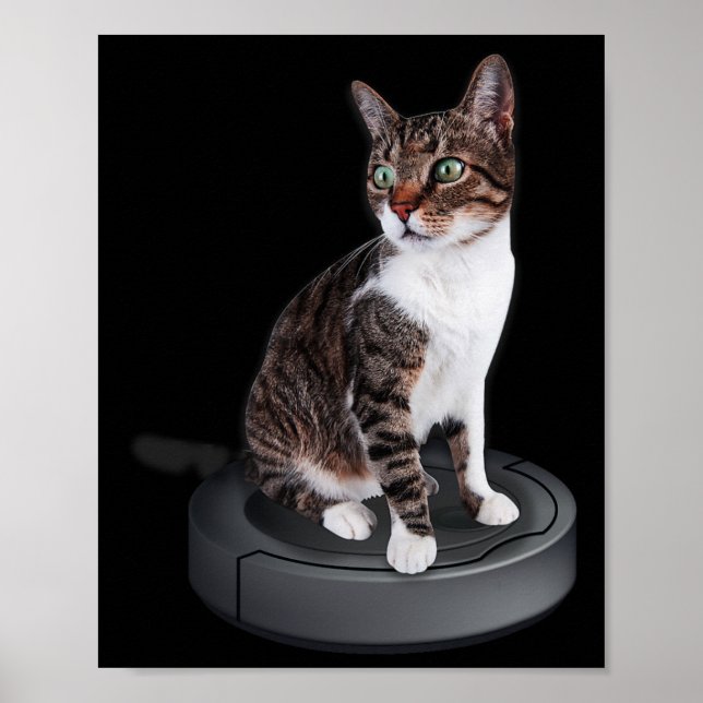 Póster Robot Cat Vacuum Cleaner Feline Animal Cute Cat (Frente)