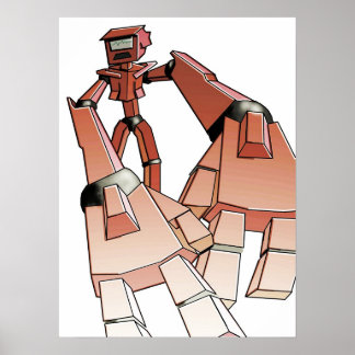 Póster Robot con las manos superadas