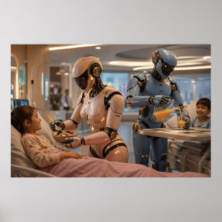 Póster Robot Cuidador de IA Futurista