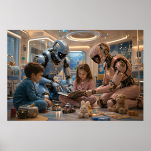 Póster Robot Cuidador de IA Futurista