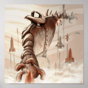 Póster Robot de cohetes
