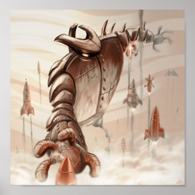 Póster Robot de cohetes (Frente)