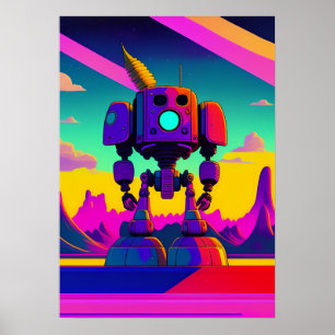 Póster Robot de esqueleto inspirado en los años 60
