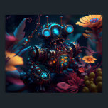 Póster Robot de flores futuristas<br><div class="desc">Robot de flores futuristas</div>