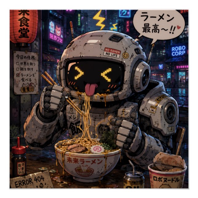 Póster Robot de Ramen Cibernético (Anverso)