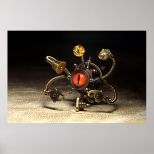 Póster Robot del espectador de Steampunk
