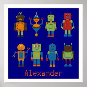 Póster Robot Friends Poster de niños personalizado