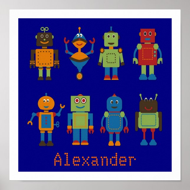 Póster Robot Friends Poster de niños personalizado (Frente)