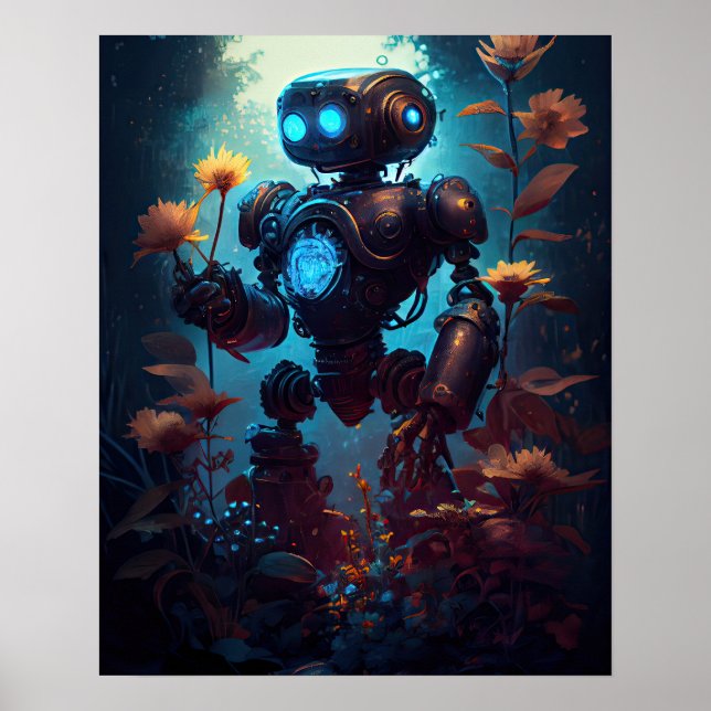 Póster Robot Holding Flowers (Frente)