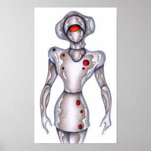 Póster Robot humanoide de estilo retro.