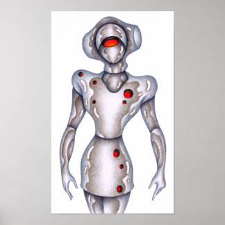 Póster Robot humanoide de estilo retro.