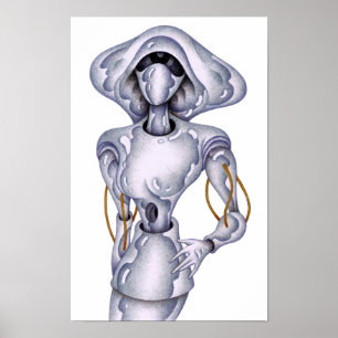 Póster Robot humanoide de estilo retro.