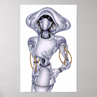 Póster Robot humanoide de estilo retro.