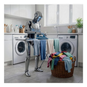 Póster Robot planchando ropa