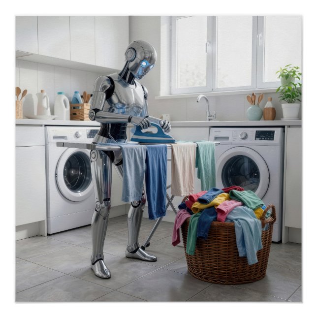 Póster Robot planchando ropa (Anverso)