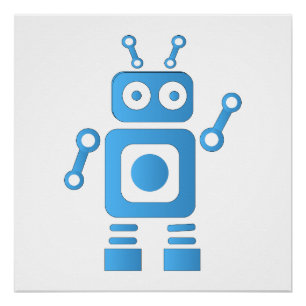 Póster Robot retro azul