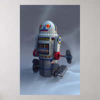 Robot retro de juguete número 7 Imprimir