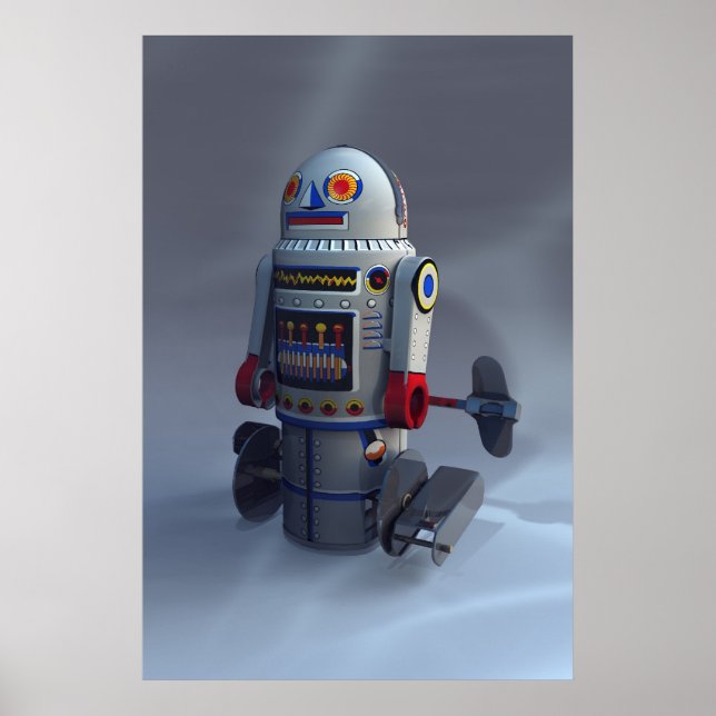 Póster Robot retro de juguete número 7 Imprimir (Frente)