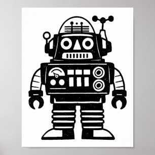 Póster Robot Retro Inspirado de Mitad de Siglo