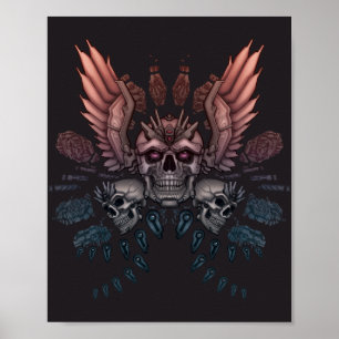 Póster Robot Skull + Wings