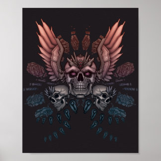 Póster Robot Skull + Wings