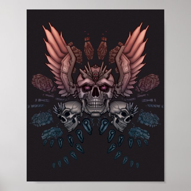 Póster Robot Skull + Wings (Frente)