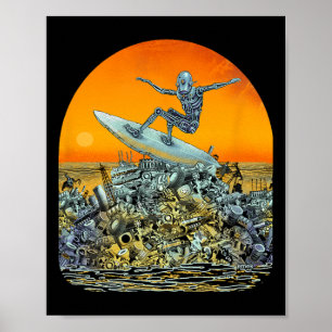 Póster Robot Surfista de Chatarra - Por Emek Artman