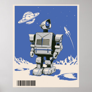 Póster Robot vintage 1 azul