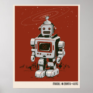 Póster Robot vintage 2 rojo