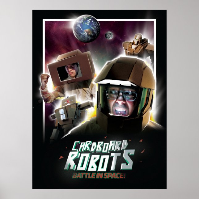 Póster Robots de cartón en la batalla espacial (Frente)