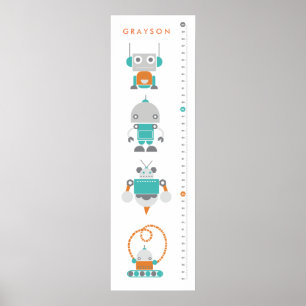 Póster Robots Niños Personalizado Crecimiento Gráfico de 