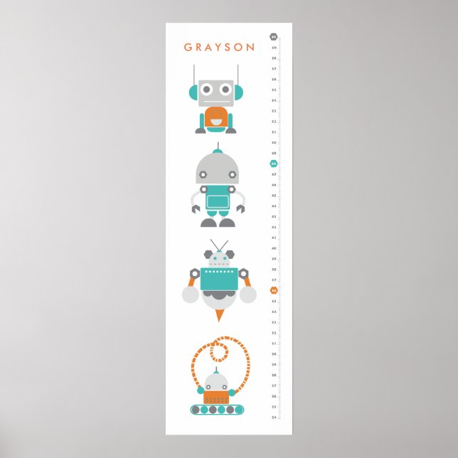 Póster Robots Niños Personalizado Crecimiento Gráfico de  (Frente)