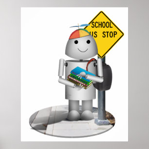 Póster Robox9 en la parada de autobús - De vuelta a la es